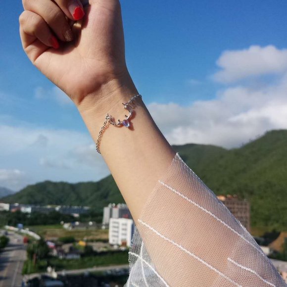 *NEW 925 Sterling Silver Moonstone Deer Bracelet - Picture 8 of 10